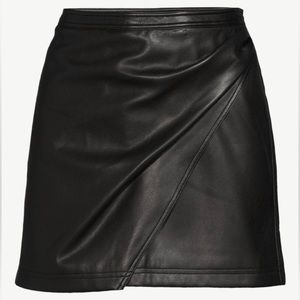 SCOOP Faux Leather Wrap Front Skirt - Black
